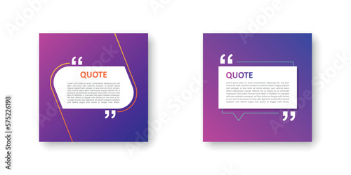 Quote frame blank template icon in flat style. Empty speech bubble vector illustration on isolated background. Textbox sign business concept. photo