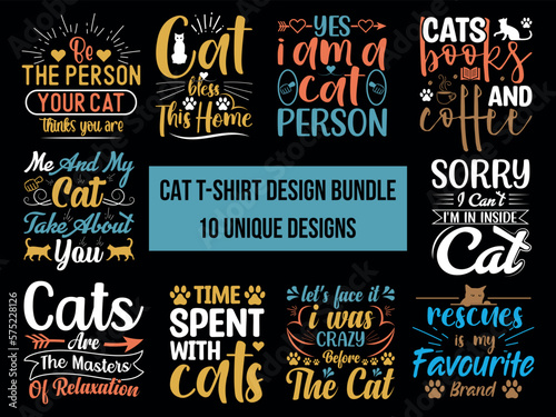 Cat t-shirt design Bundle, Cat Lovers SVG T-Shirt Design, Cat quotes design for card, mug, banner and t-shirt.