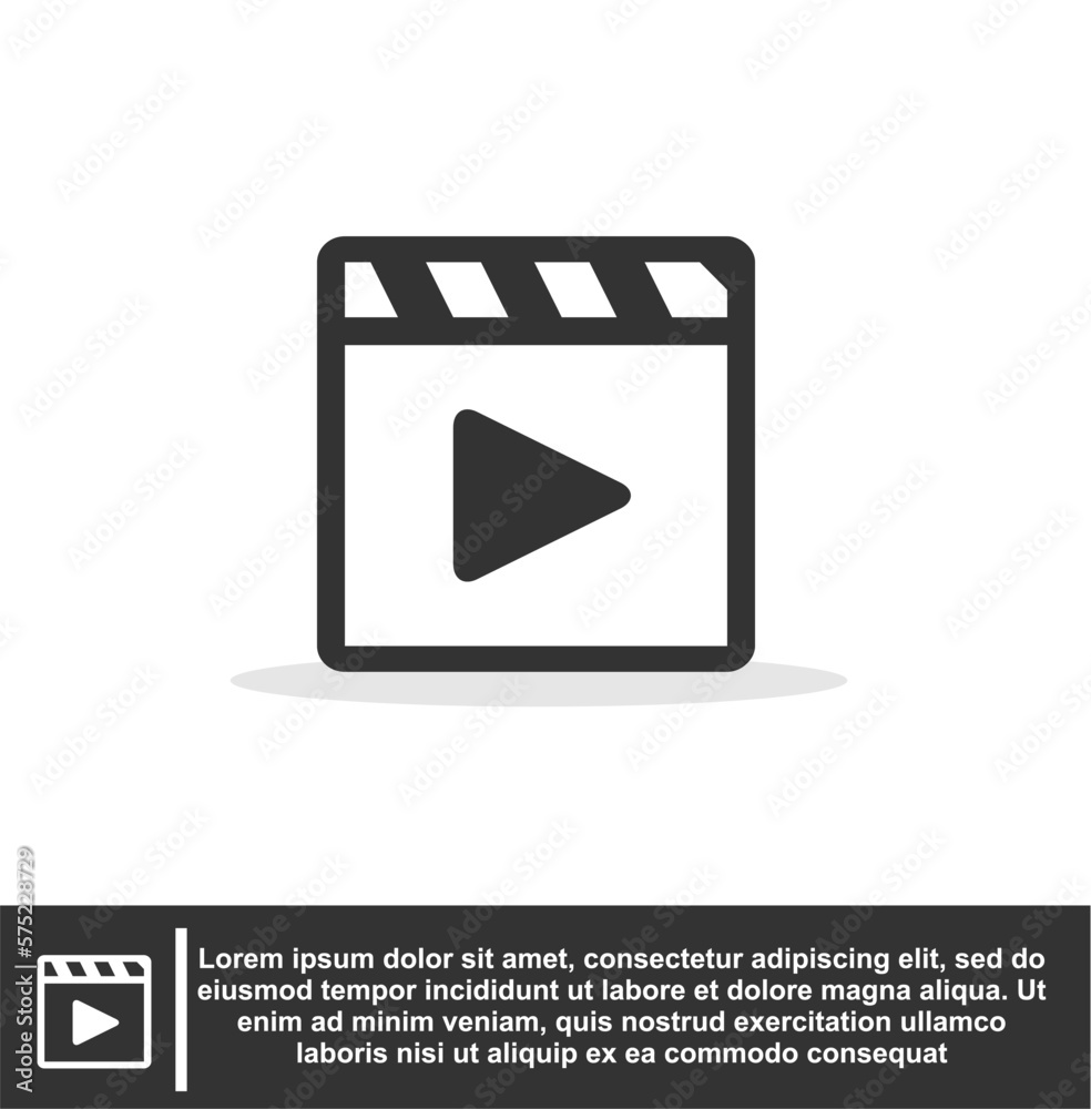 Video Media Player icon in black and white colour Video Media Player icon in black and white colour