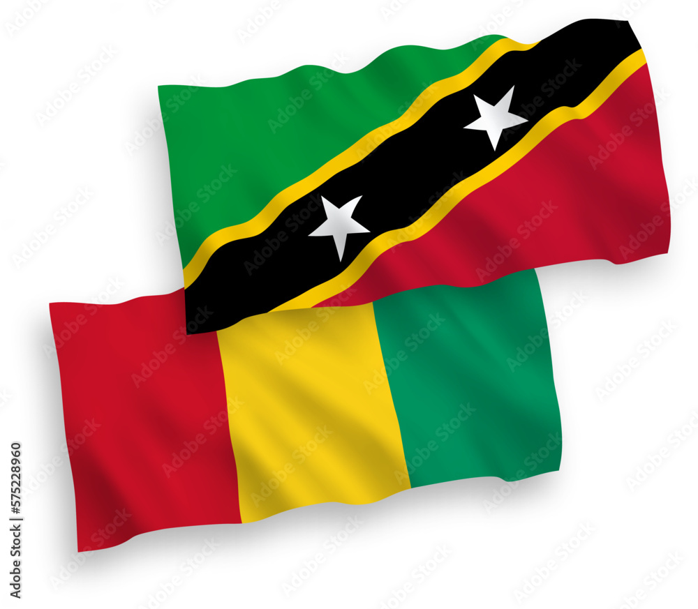 Flags of Federation of Saint Christopher and Nevis and Guinea on a white background Flags of Federation of Saint Christopher and Nevis and Guinea on a white background