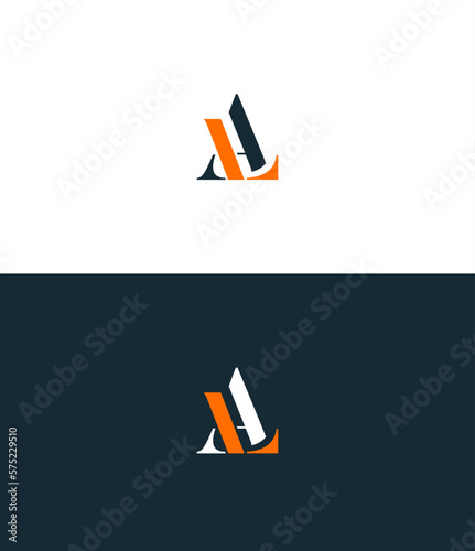 Letter AL, LA  logo formed simple and modernity in golden color.