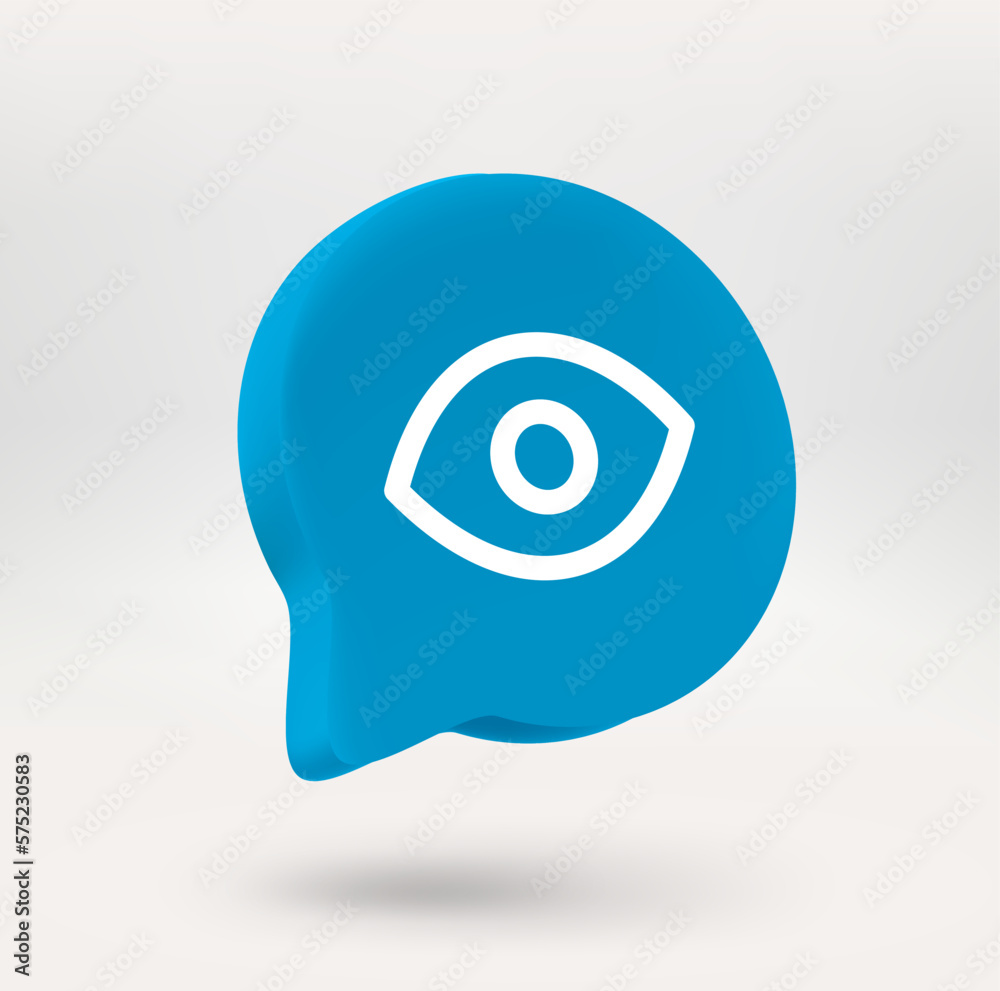 Speech bubble icon with eye. 3d vector icon isolated on white background Speech bubble icon with eye. 3d vector icon isolated on white background