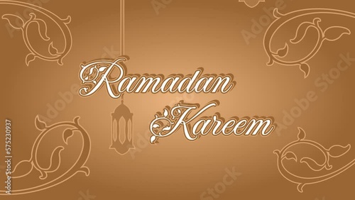 Animated ramadan kareem brown background with floral and lanterns, ramadan animation