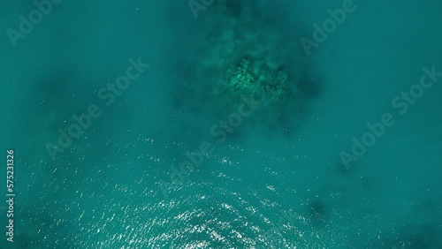 Aerial Top Forward Shot Of Scenic Full Frame Of Blue Ocean - Thulusdhoo, Maldives photo