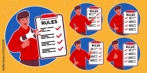 a black man studying list of rules  reading guidance  making checklist