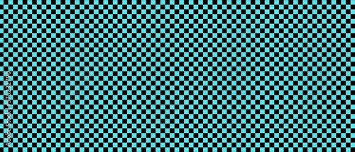 Checkerboard with very small squares background. Black and sky blue colors of checkerboard. Repeatable texture, illustration 