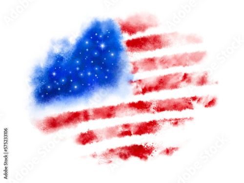 image of USA Independence day holiday, アメリカ 国旗 水彩 アブストラクト 背景透過