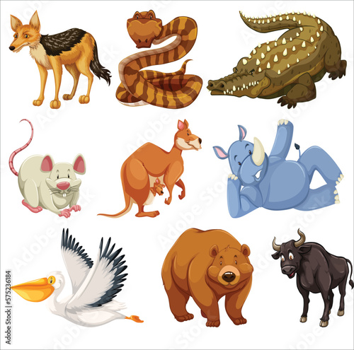 collection of animals |  set of animals collection: wild animals, marina animals. Vector illustration isolated on white background | Animal icons: farm, zoo, wildlife animals, Vector illustration 