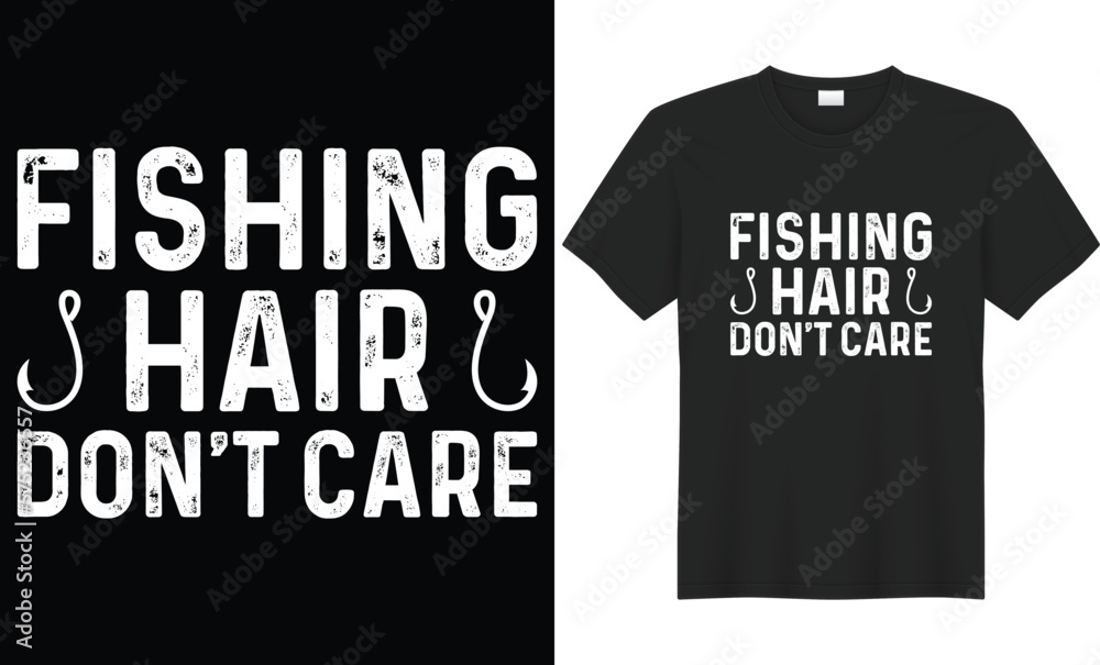 Fishing hair don't care typography vector t-shirt design. Perfect for print items and bags, mug, gift, poster, cards, banner. Handwritten vector illustration. Isolated on black background. Fishing hair don't care typography vector t-shirt design. Perfect for print items and bags, mug, gift, poster, cards, banner. Handwritten vector illustration. Isolated on black background.
