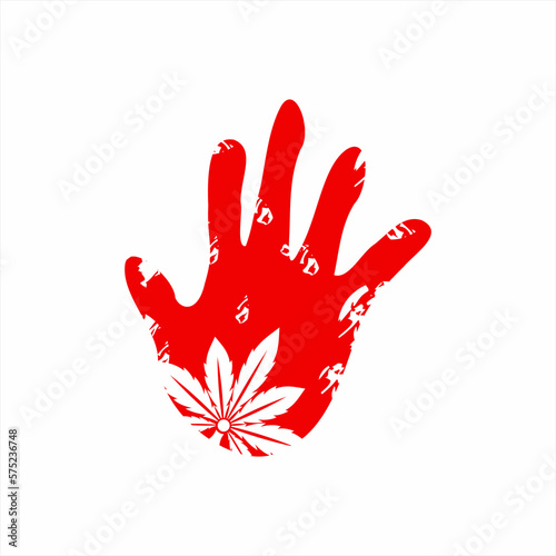 Grunge style hand drawn illustration design with Cannabis leaf. Can be used for posters, banners on drug abuse warnings.