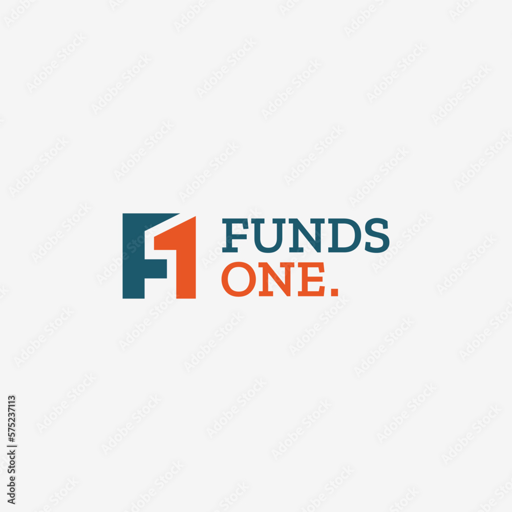 modern initial F and 1 logo business for finance and investment : creative funds one logo iconic vector design template isolated on white background