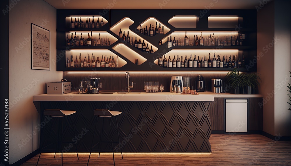 Modern home drink bar interior Stock Illustration | Adobe Stock