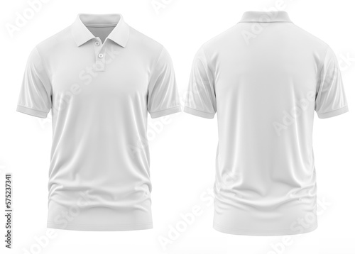 Polo shirt Short-Sleeve rib collar and cuff ( Realistic 3d renders )  White Fototapet
