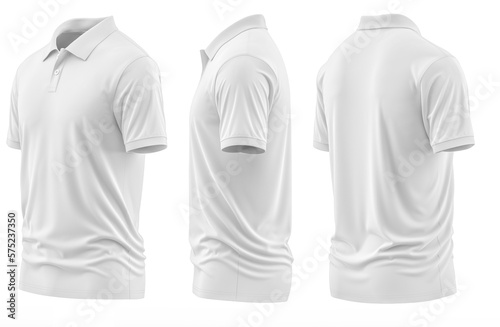 Polo shirt Short-Sleeve rib collar and cuff ( Realistic 3d renders ) White