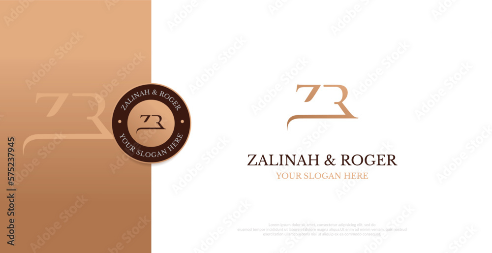 Initial ZR Logo Design Vector