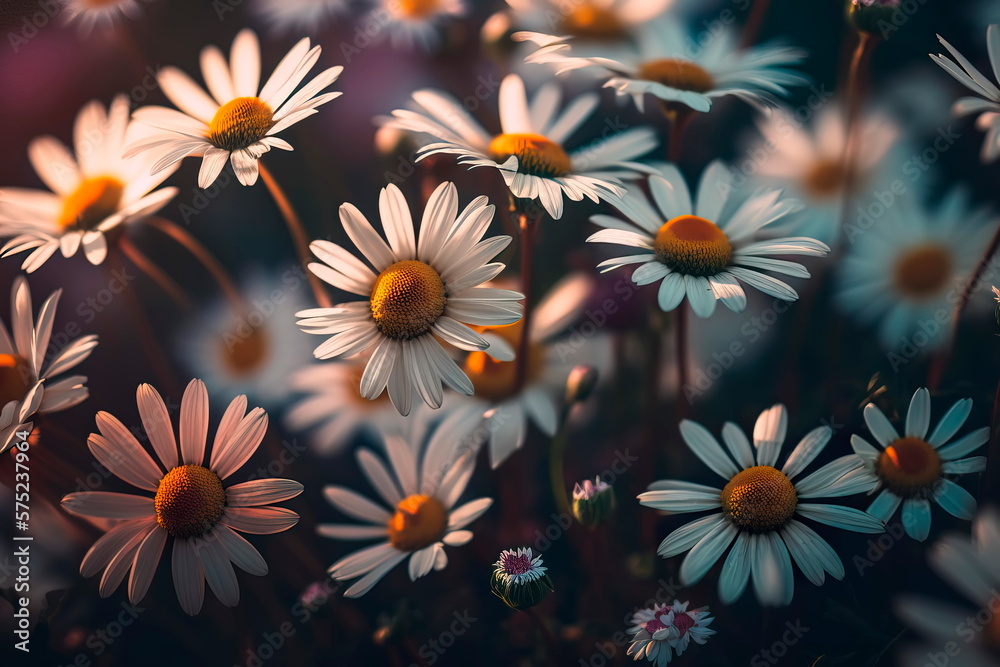 Beautiful wild flowers chamomile Generative AI Beautiful wild flowers chamomile Generative AI