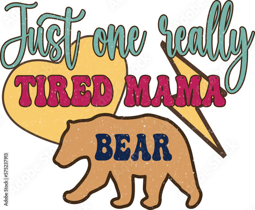 Just one really tired mama bear. Vector illustration design for fashion fabrics, textile graphics, and prints.