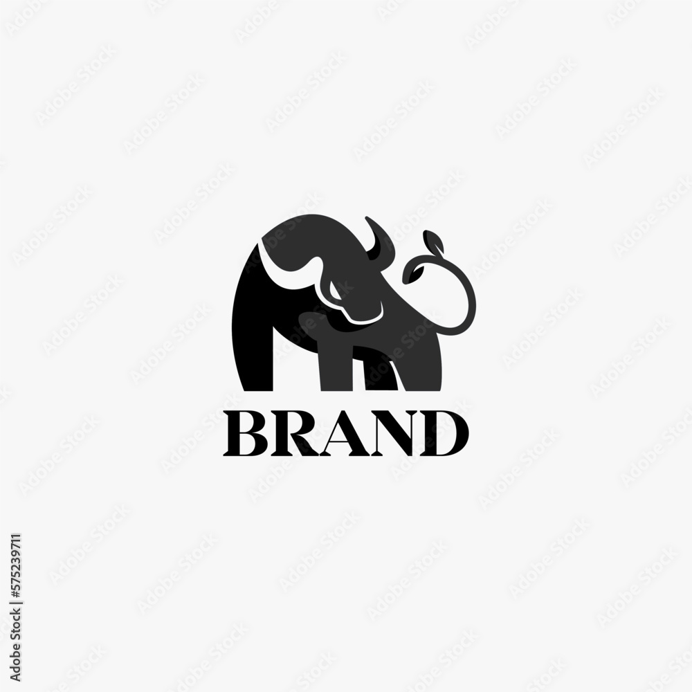 buffalo mascot minimalist logo design