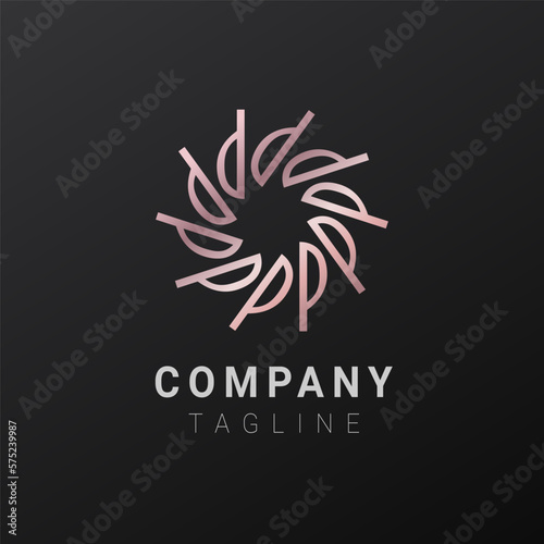 p flower gold luxury minimalist logo design