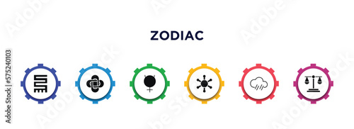 zodiac filled icons with infographic template. glyph icons such as toughness, hypocrisy, mercury, gods shield, precipitation, justice vector.