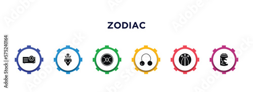 zodiac filled icons with infographic template. glyph icons such as projection, wisdom, still, coagulation, hope, tin vector.