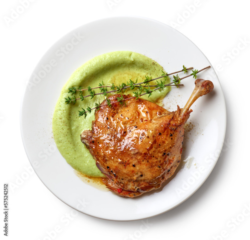 plate of duck leg confit photo