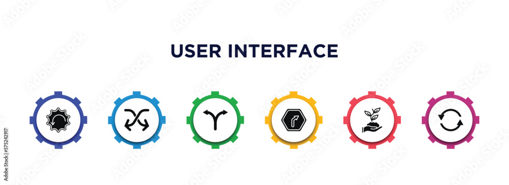 user interface filled icons with infographic template. glyph icons such as downward rotation, move content, bifurcation, turn left only, hand and sprout, continuous vector. user interface filled icons with infographic template. glyph icons such as downward rotation, move content, bifurcation, turn left only, hand and sprout, continuous vector.
