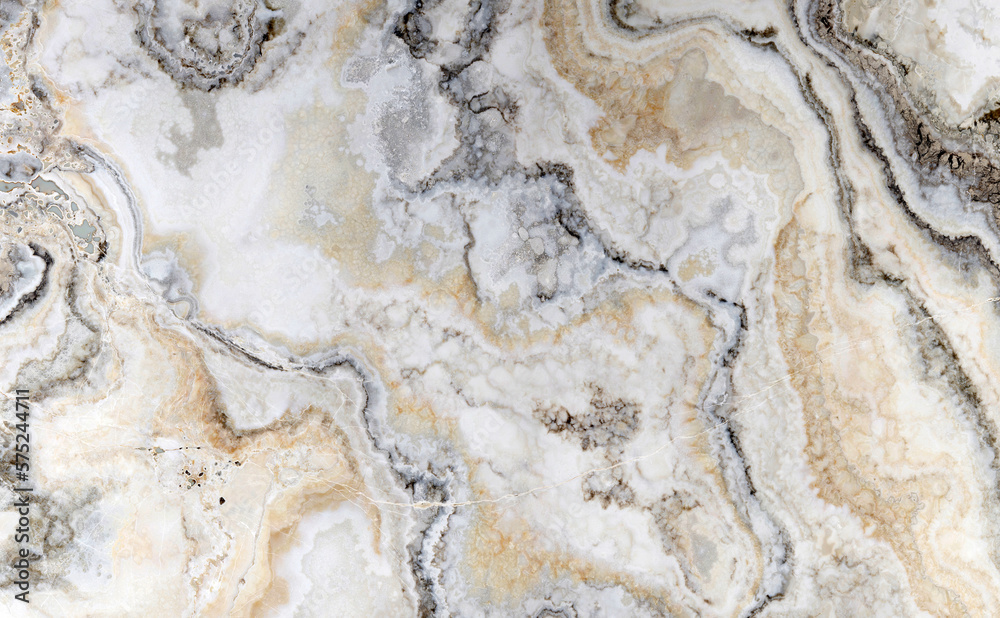 Natural stone for glossy or matt surfaces. White marble, golden grey veins