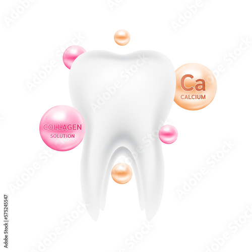 Calcium collagen help heal tooth. Human teeth anatomy. Medical dental concept. Realistic 3D file PNG.