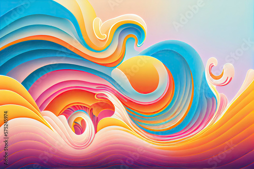 Psychic Waves as Aesthetics , Pastel blue, yellow, pink, orange