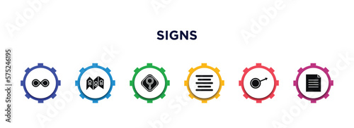 signs filled icons with infographic template. glyph icons such as infinity, map and map pointer, male gender, align center, male, text documents vector.
