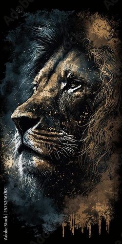 Motivational Lion portrait, Generative ai