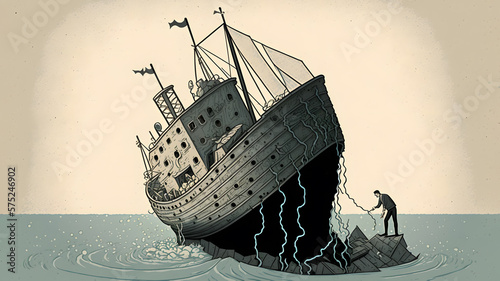 A sinking ship and a man can't let it go. Generative AI