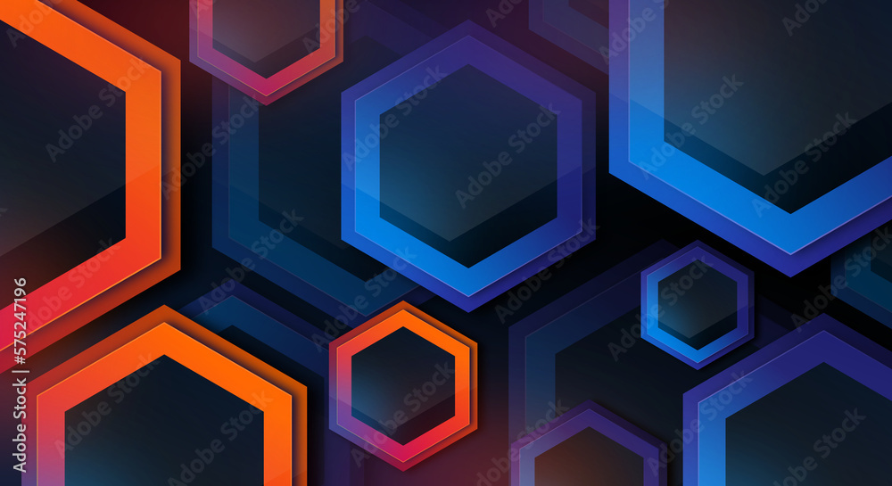Blue and orange Hexagon background Blue and orange Hexagon background