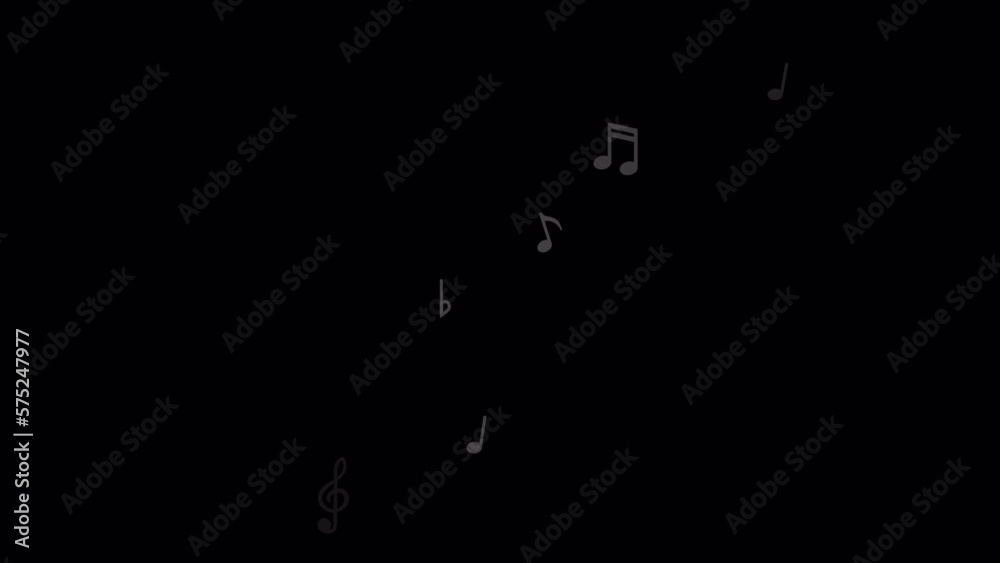 Minimal Flying Music Notes effects with alpha channel_moving style A