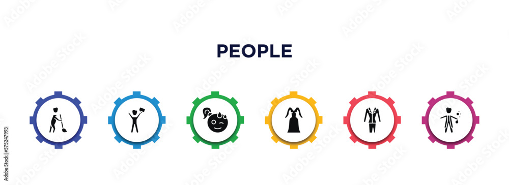 people filled icons with infographic template. glyph icons such as sweeper working, success man happy, relieved smile, women dress, women suit, chemist working vector. people filled icons with infographic template. glyph icons such as sweeper working, success man happy, relieved smile, women dress, women suit, chemist working vector.