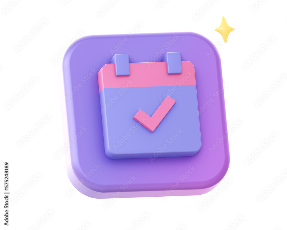 3d render of purple reminder calendar schedule side icon for UI UX web mobile apps social media ads designs 3d render of purple reminder calendar schedule side icon for UI UX web mobile apps social media ads designs