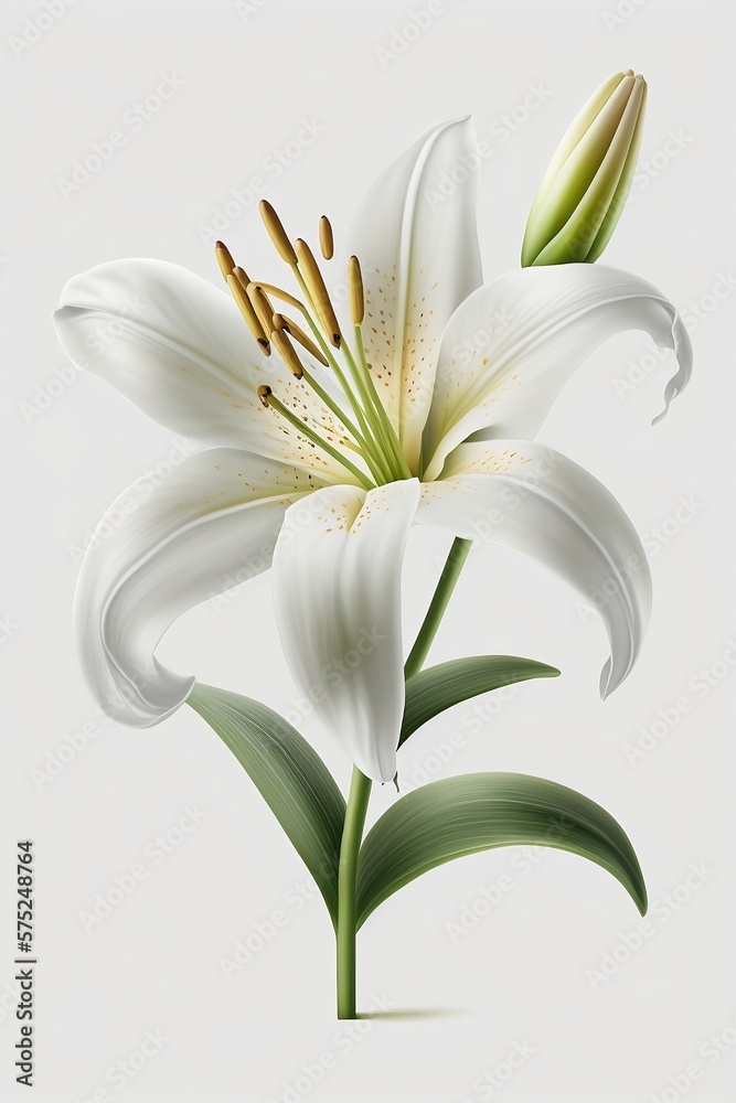 Fototapeta premium Elegant Lily Isolated on a White Background