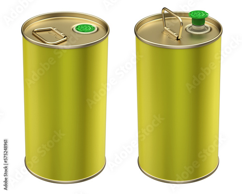 Round olive oil can 5L on white background - 3D illustration photo