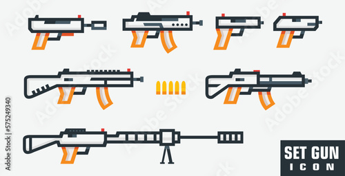 icon set weapon, modern and detailed of various weapons 