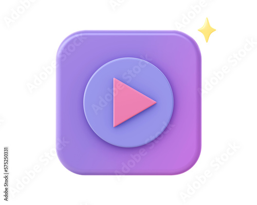 3d render of purple video streaming icon for UI UX web mobile apps social media ads designs