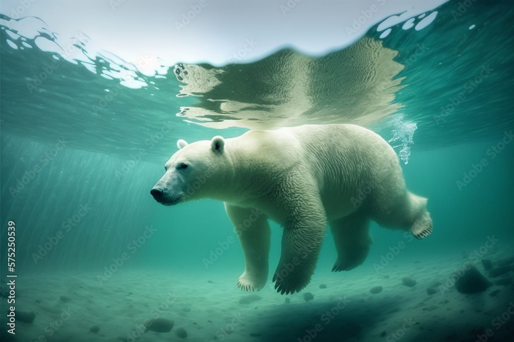 polar bear swimming inside a swimming pool 