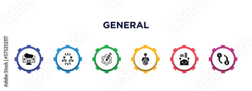general filled icons with infographic template. glyph icons such as computing technology, business networking, implementation, impeachment, chat bot, crypto-exchange vector.
