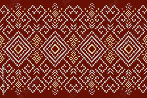 Red traditional ethnic pattern paisley flower Ikat background abstract Aztec African Indonesian Indian seamless pattern for fabric print cloth dress carpet curtains and sarong