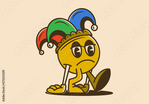 Mascot character design of a ball head wearing a clown cap