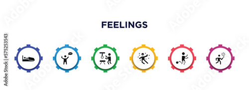 feelings filled icons with infographic template. glyph icons such as sleepy human, amazing human, hopeless human, great guilty lucky vector.