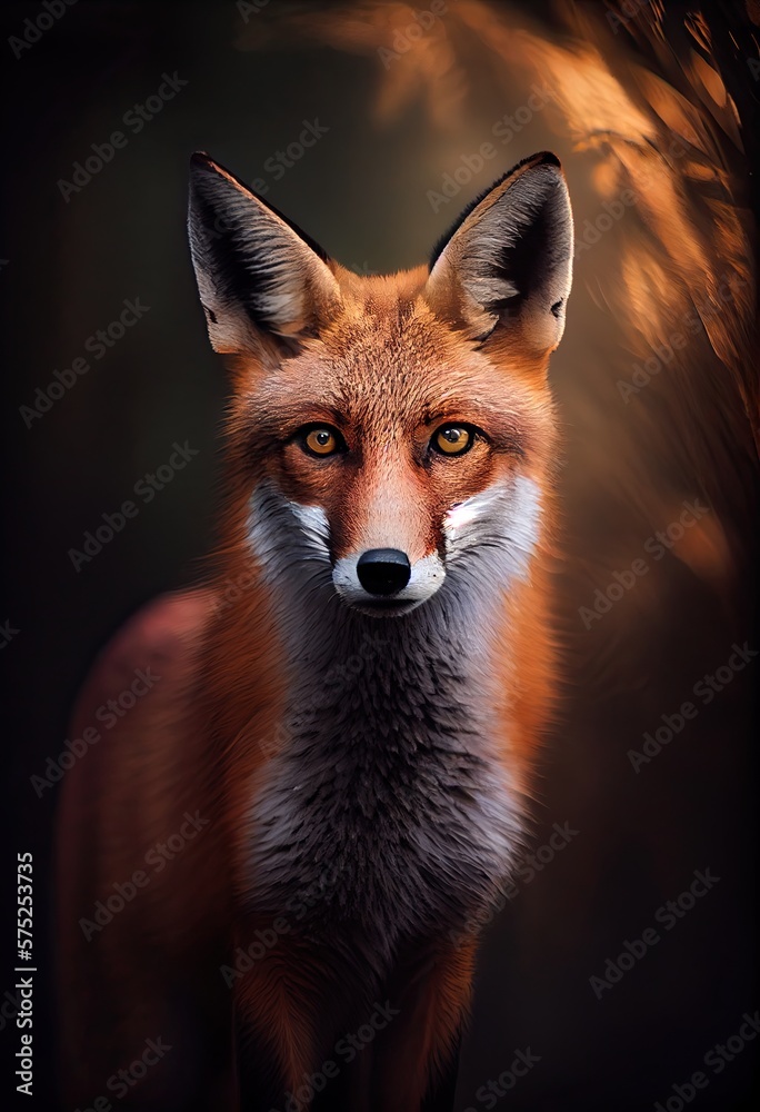 Obraz premium Fuchs schaut nach vorn, generative AI