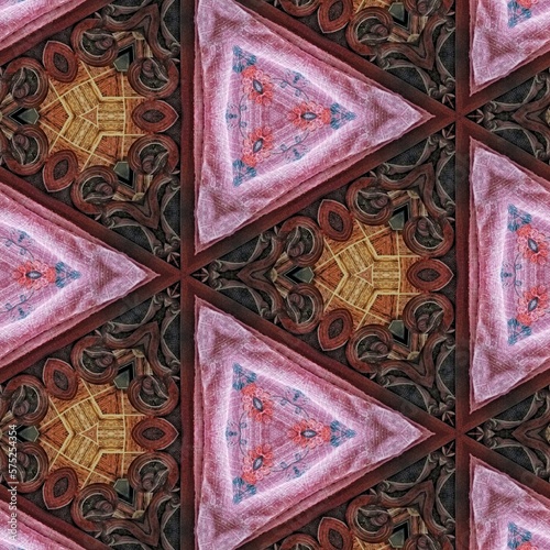 Vintage pattern design for Moroccan textile print. Turkish fashion for floor tiles and carpet. Traditional mystic background design. Arabesque ethnic texture. Geometric stripe as digital textile print