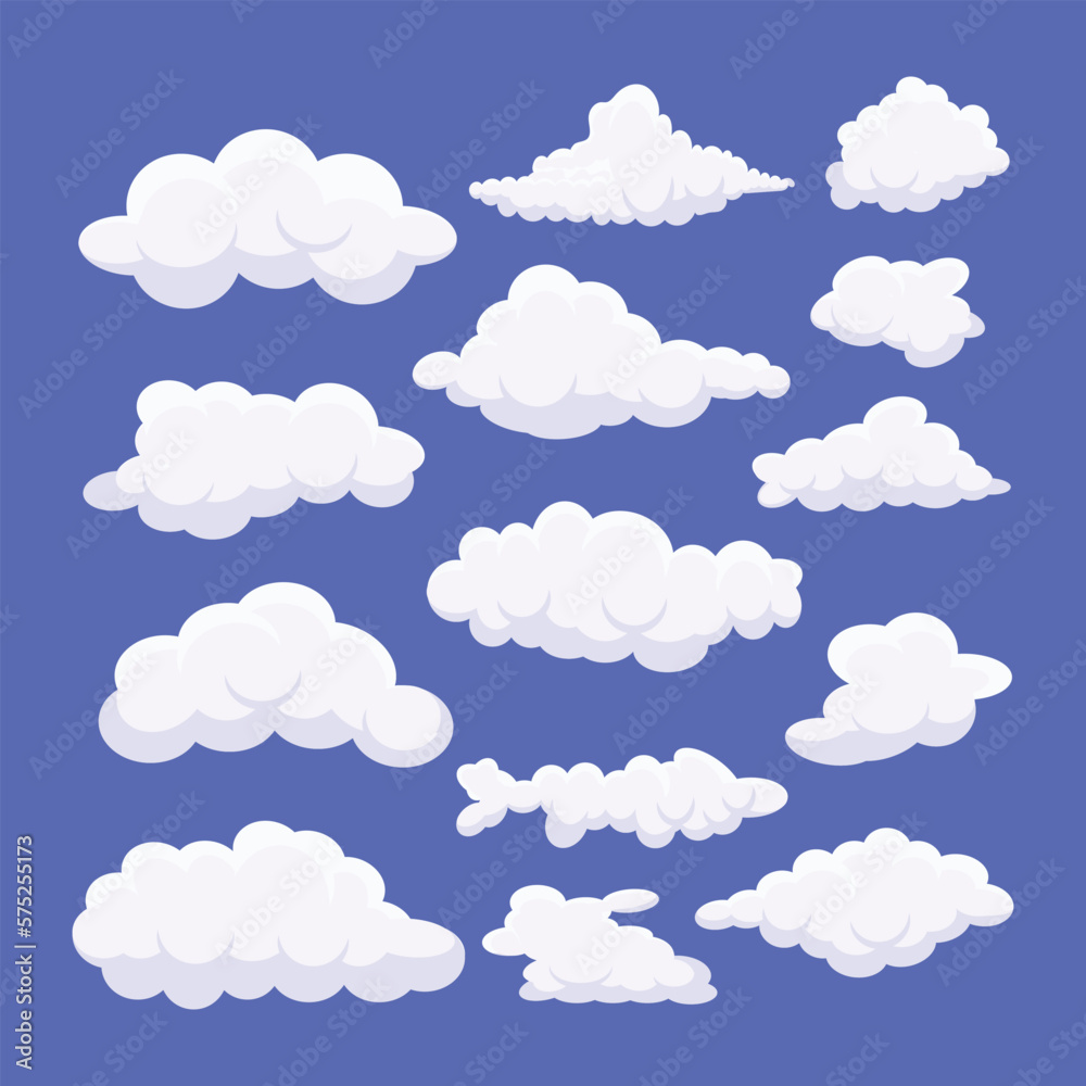 Set of Puffy Clouds Flat Vectors 

