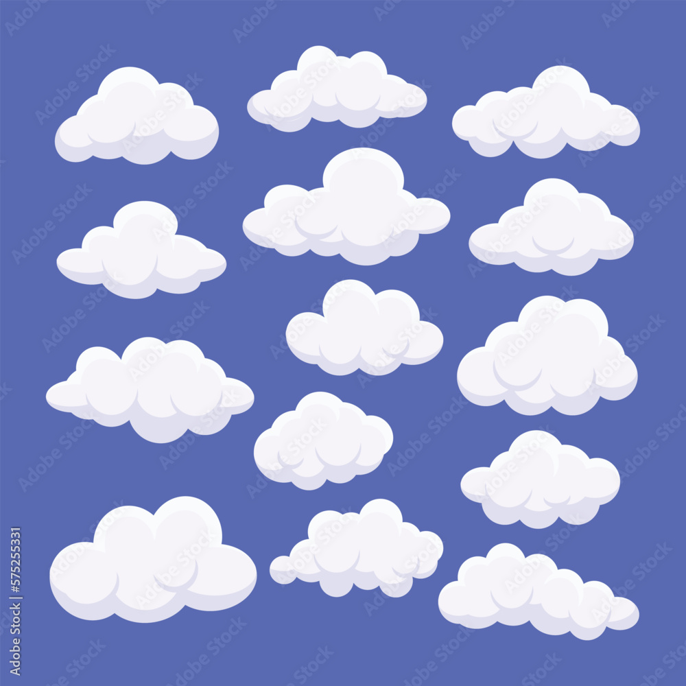 Beautiful Collection of Cloudy Sky Flat Vectors 

